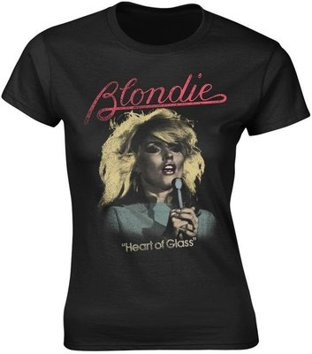 Blondie- Heart Of Glass on a black girls fitted shirt (Import)