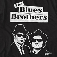Blues Brothers- Jake And Elwood on a black ringspun cotton shirt