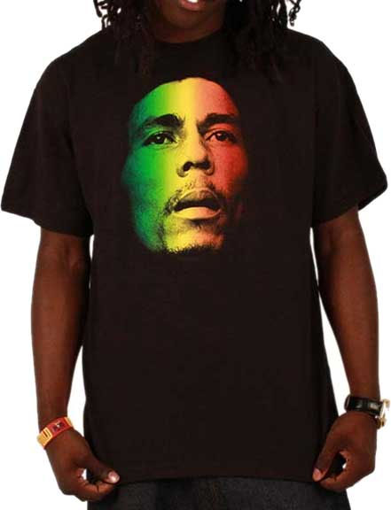 Bob Marley- Face on front, Quote on back on a black shirt