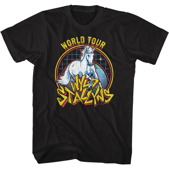 Bill & Teds Excellent Adventure- Wyld Stallyns World Tour on a black ringspun cotton shirt