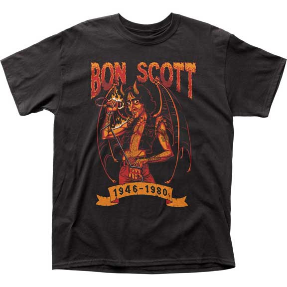 Bon Scott- 1946-1980 on a black shirt (AC/DC)