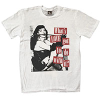 Bettie Page- What's Love Got To Do With It? on a vintage white ringspun cotton shirt by Rock Roll Repeat 