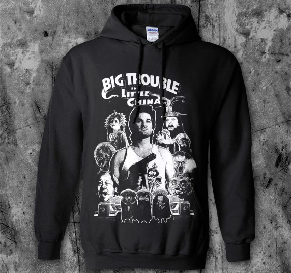 Big Trouble In Little China- Collage on a black hooded sweatshirt