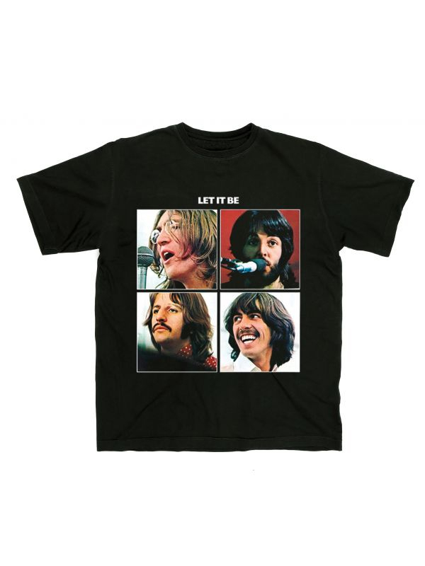 Beatles- Let It Be on a black ringspun cotton shirt