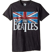 Beatles- Union Jack on a charcoal heather ringspun cotton shirt