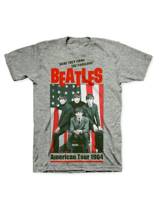 Beatles- American Tour 1964 on a heather grey ringspun cotton shirt