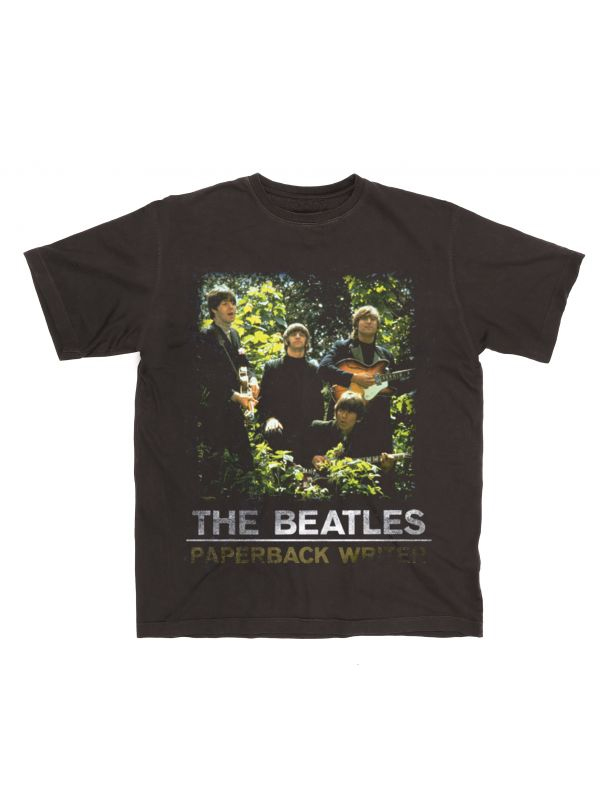 Beatles- Paperback Writer on a black ringspun cotton shirt