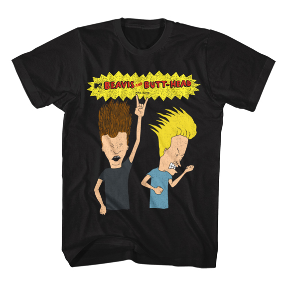 Beavis And Butthead- Rocking Out on a black ringspun cotton shirt