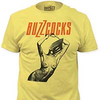 Buzzcocks- Orgasm Addict on a light yellow ringspun cotton shirt