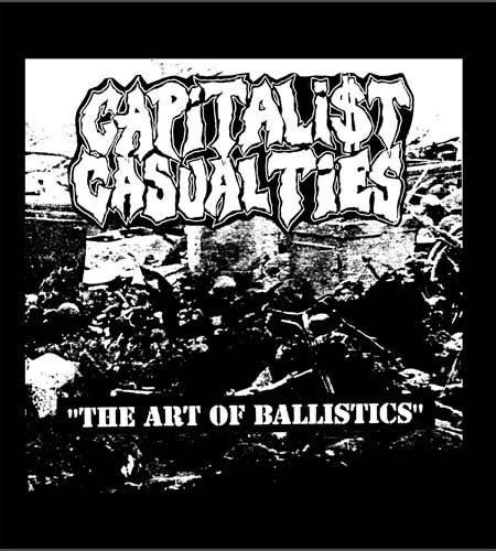 Capitalist Casualties- The Art Of Ballistics on a black hooded sweatshirt