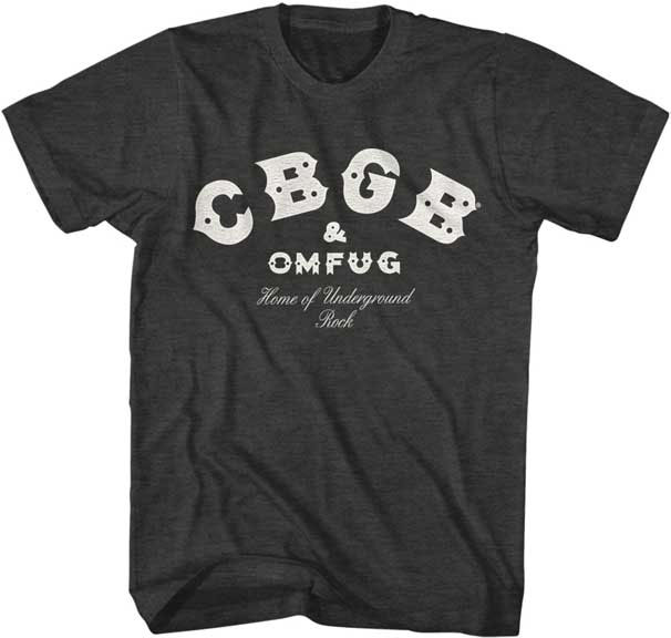 CBGB- Logo on a black heather ringspun cotton shirt