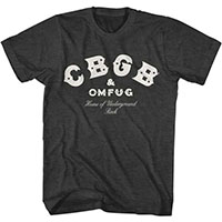 CBGB- Logo on a black heather ringspun cotton shirt
