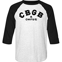 CBGB- Logo on a heather white/black 3/4 sleeve shirt