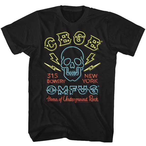 CBGB- Neon Sign on a black ringspun cotton shirt