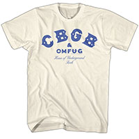 CBGB- Blue Logo on a natural ringspun cotton shirt