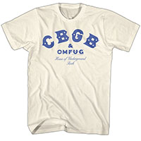 CBGB- Blue Logo on a natural shirt
