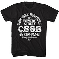 CBGB- 315 Bowery Street on a black shirt