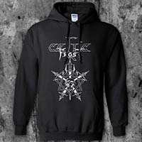 Celtic Frost- Logo With Swords on a black hooded sweatshirt