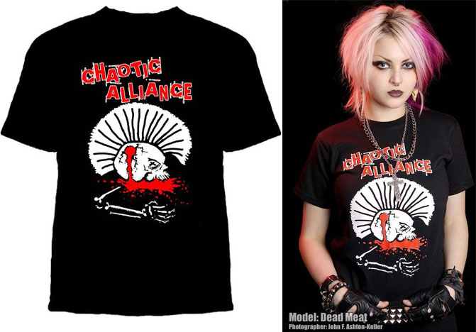 Chaotic Alliance- Mohawk Skull on a black YOUTH sized shirt