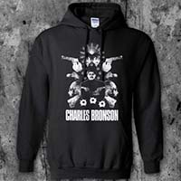 Charles Bronson- Bones on a black hooded sweatshirt