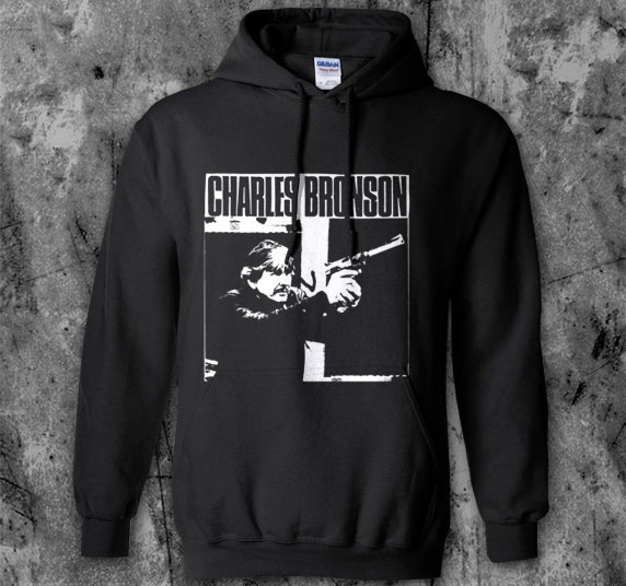 Charles Bronson- Tough Guy on a black hooded sweatshirt
