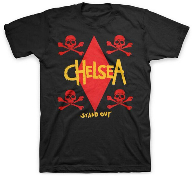Chelsea- Stand Out on a black ringspun cotton shirt (Import)