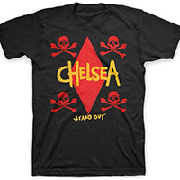 Chelsea- Stand Out on a black ringspun cotton shirt (Import)