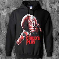 Childs Play- Chucky on a black hooded sweatshirt