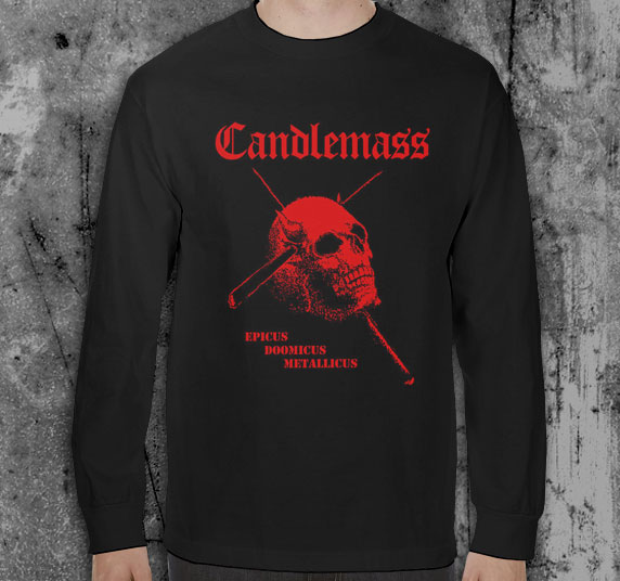 Candlemass- Epicus Doomicus Metallicus on a black LONG SLEEVE shirt