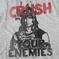 Conan The Barbarian- Crush Your Enemies on a heather grey ringspun cotton shirt