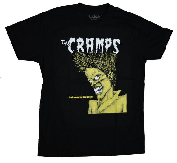 Cramps- Bad Music For Bad People on a black ringspun cotton shirt
