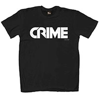Crime- Logo on a black ringspun cotton shirt by Rock Roll Repeat 