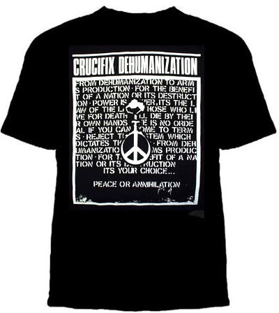 Crucifix- Dehumanization on a black YOUTH sized shirt (Sale price!)