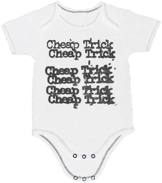 Cheap Trick- Repeating Logo on a white onesie