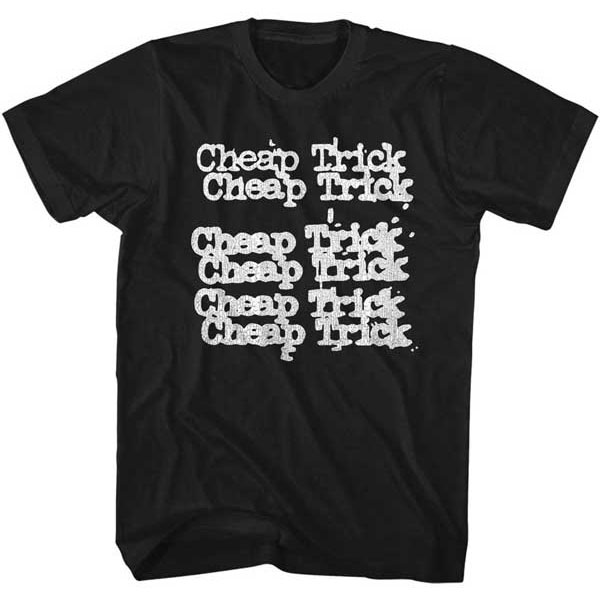Cheap Trick- Repeating Logo on a black ringspun cotton shirt