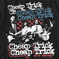 Cheap Trick- Red White And Blue Band Pic on a black ringspun cotton shirt