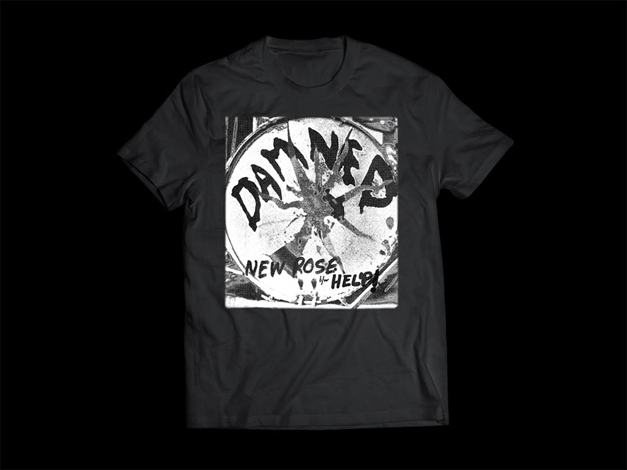 Damned- New Rose on a black shirt