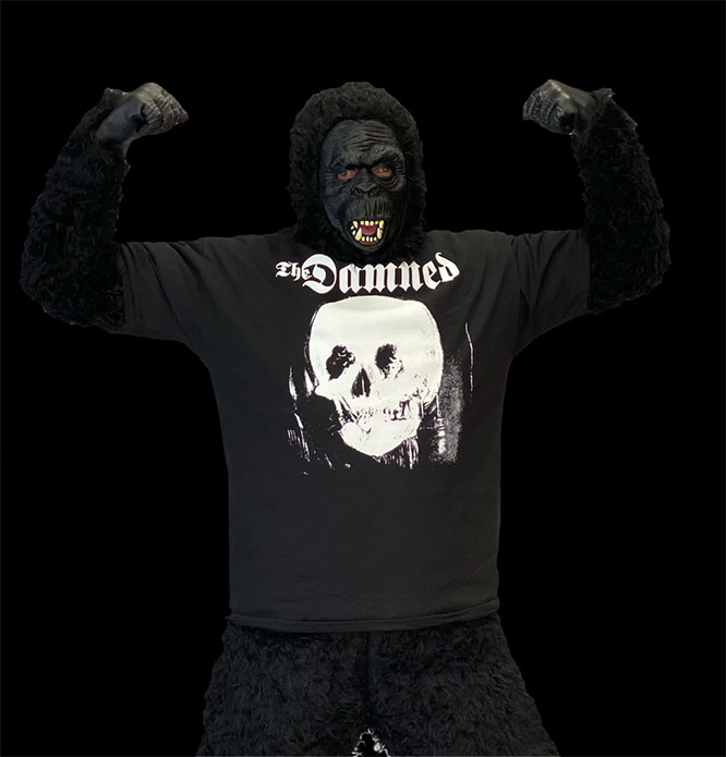 Damned- Stretcher Case (Skull Mirror) on a black shirt