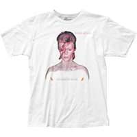 David Bowie- Alladin Sane on a white ringspun cotton shirt
