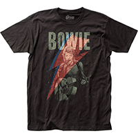 David Bowie- Live Pic With Bolt on a black ringspun cotton shirt