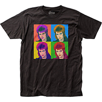 David Bowie- 4 Pop Art Pics on a black ringspun cotton shirt (Sale price!)