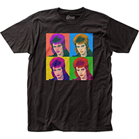David Bowie- 4 Pop Art Pics on a black shirt (Sale price!)