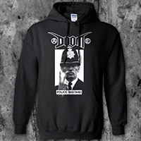 Doom- Police Bastard on a black hooded sweatshirt