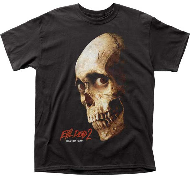 Evil Dead 2, Dead By Dawn- Skull (Color) on a black shirt