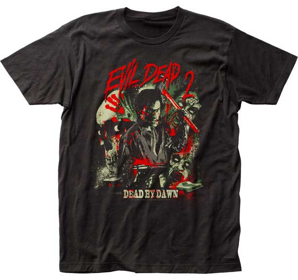 Evil Dead 2, Dead By Dawn- Bloody Handprint Collage on a black ringspun cotton shirt