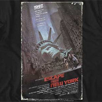 Escape From New York- Statue Of Liberty Cover on a black ringspun cotton shirt