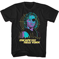 Escape From New York- Snake And City on a black ringspun cotton shirt