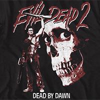 Evil Dead 2- Ash And Skull on a black ringspun cotton shirt