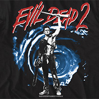 Evil Dead 2- Ash And Portal on a black ringspun cotton shirt