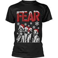 Fear- Gas Masks (Christmas Edition) on a black ringspun cotton shirt